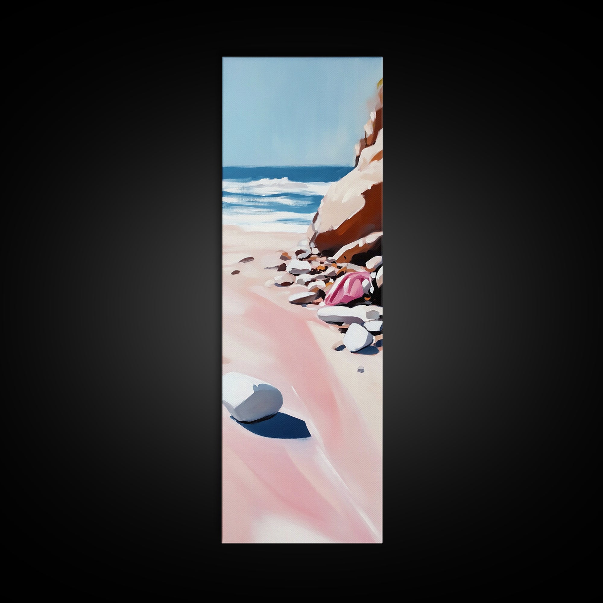 Sandy Beach, Coastal Escape, Ocean Bliss, Canvas Print, Beach House Decor, Minimalist Painting, Living Room Wall Art, Gift, Blue