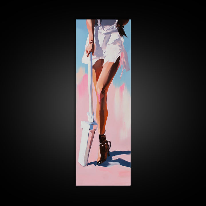 Beach Legs, Summer Vibes, Fashion Wall Art, Modern Minimalist Decor, Coastal Aesthetic, Chic Home Style, Framed Canvas Print