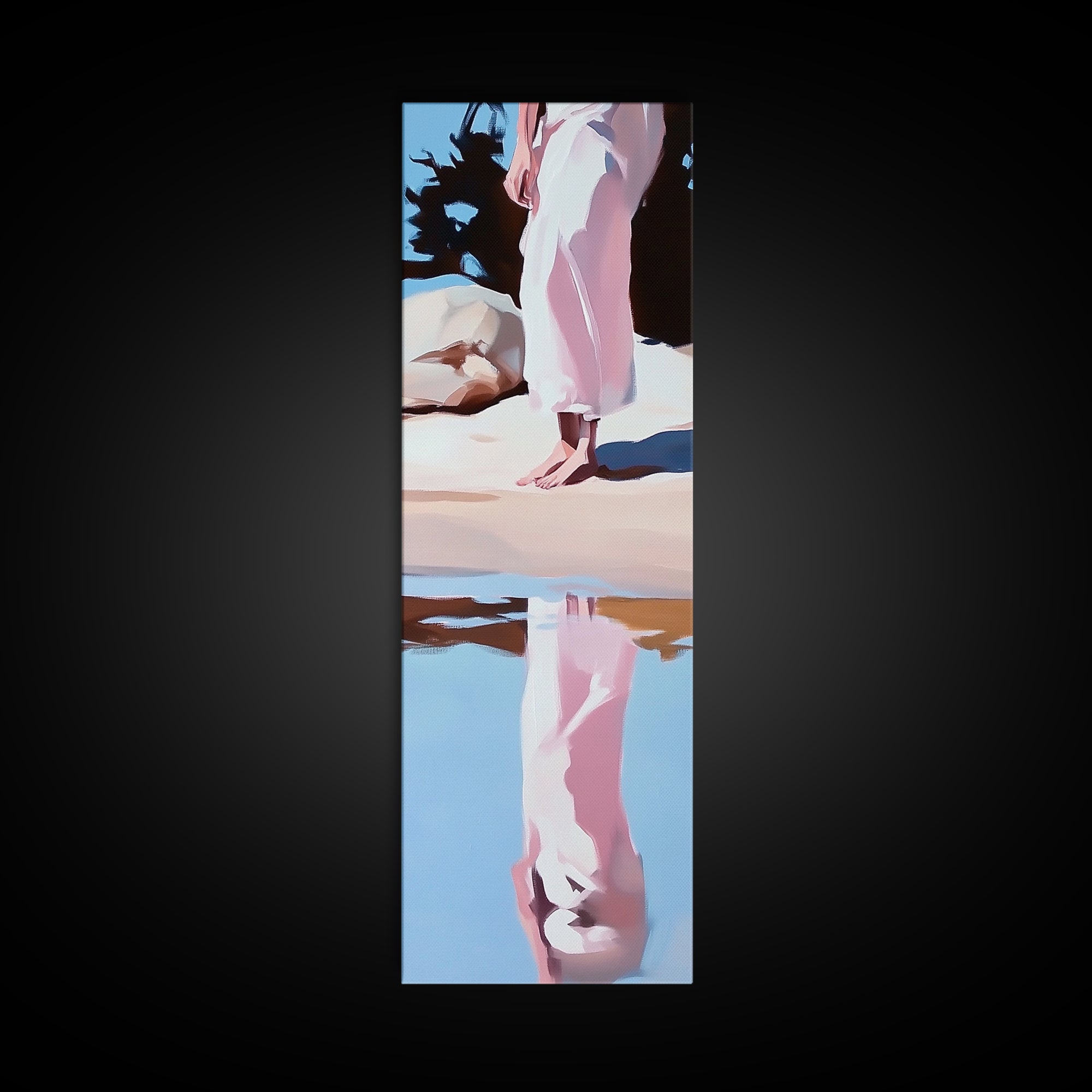 Barefoot Bliss, Soft Pastel Beach Art, Peaceful Escape, Serene Landscape, Earthy Tones, Coastal Decor, Bedroom Canvas Print