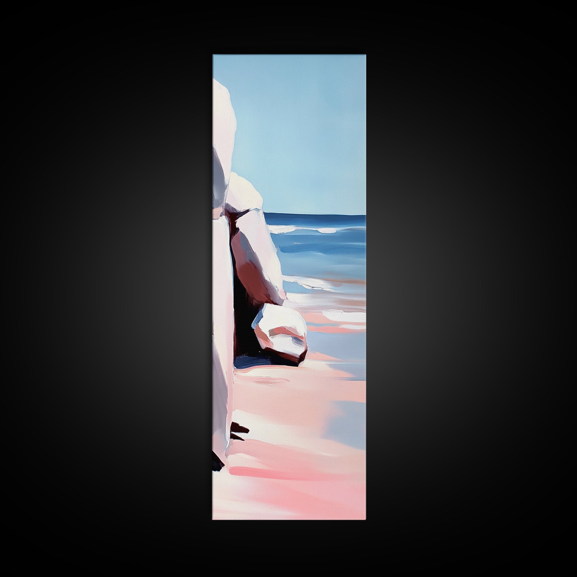 Coastal Rocks, Ocean Landscape, Beach House Wall Art, Minimalist Seascape, Relaxing Decor, Nature Painting, Canvas Print