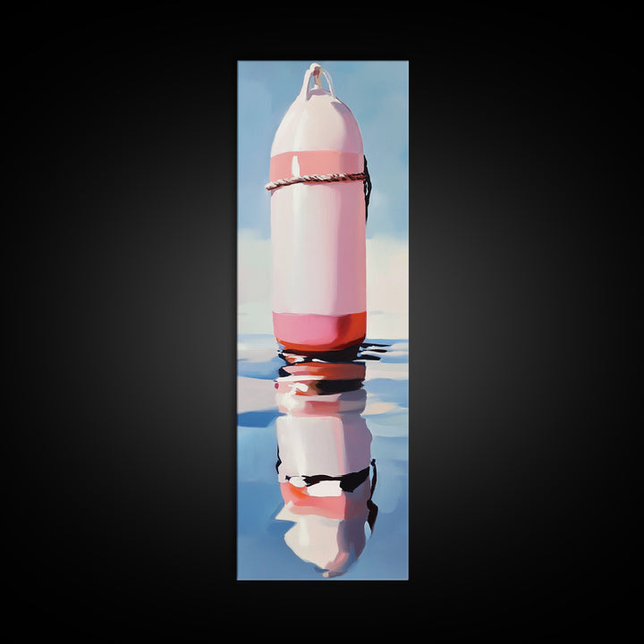 Nautical Buoy, Coastal Wall Art, Minimalist Nautical Art, Beach House Decor, Ocean Art, Living Room Painting, Framed Canvas Print