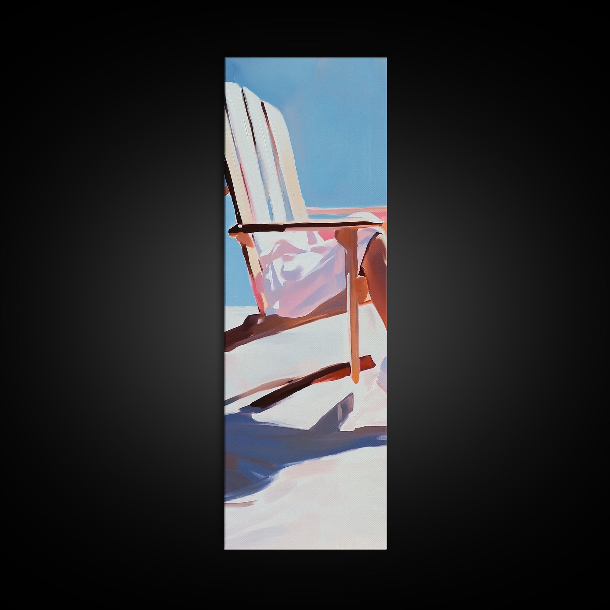 Beach Chair Relaxation, coastal art, summer vibes, minimalist beach painting, modern wall decor, living room art, framed canvas print