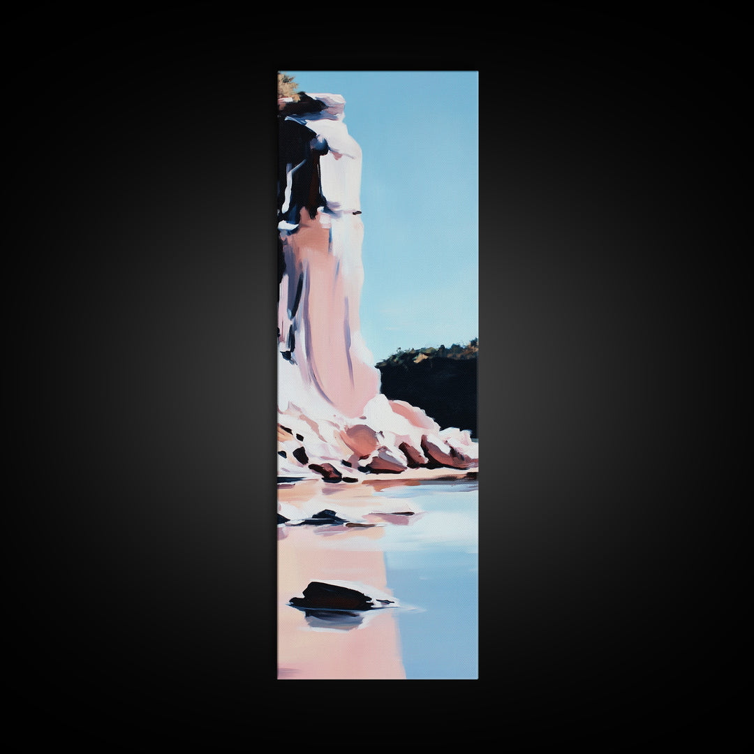 Cliffside Beauty, Ocean Landscape, Coastal Home Decor, Beach Wall Art, Modern Seascape, Framed Canvas Print, Minimalist Style