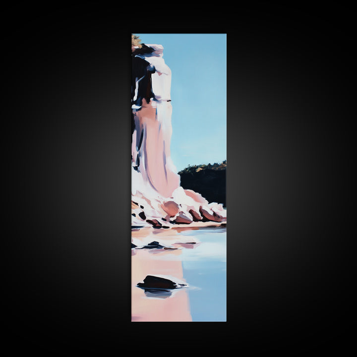 Cliffside Beauty, Ocean Landscape, Coastal Home Decor, Beach Wall Art, Modern Seascape, Framed Canvas Print, Minimalist Style