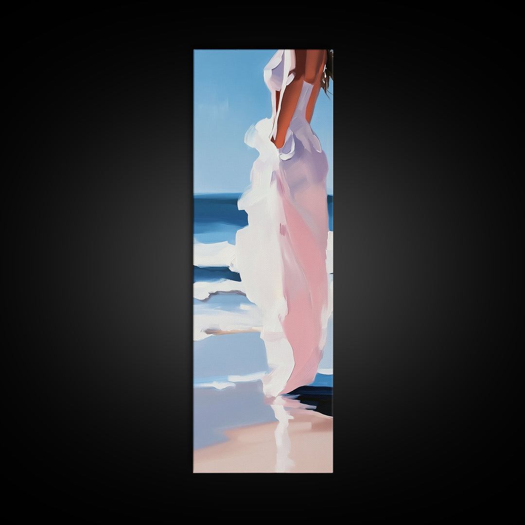 Coastal Elegance, Beach Reflection, Ocean Breeze, Framed Canvas Print, Minimalist Art, Bedroom Wall Art, Summer Aesthetic, Seaside Decor