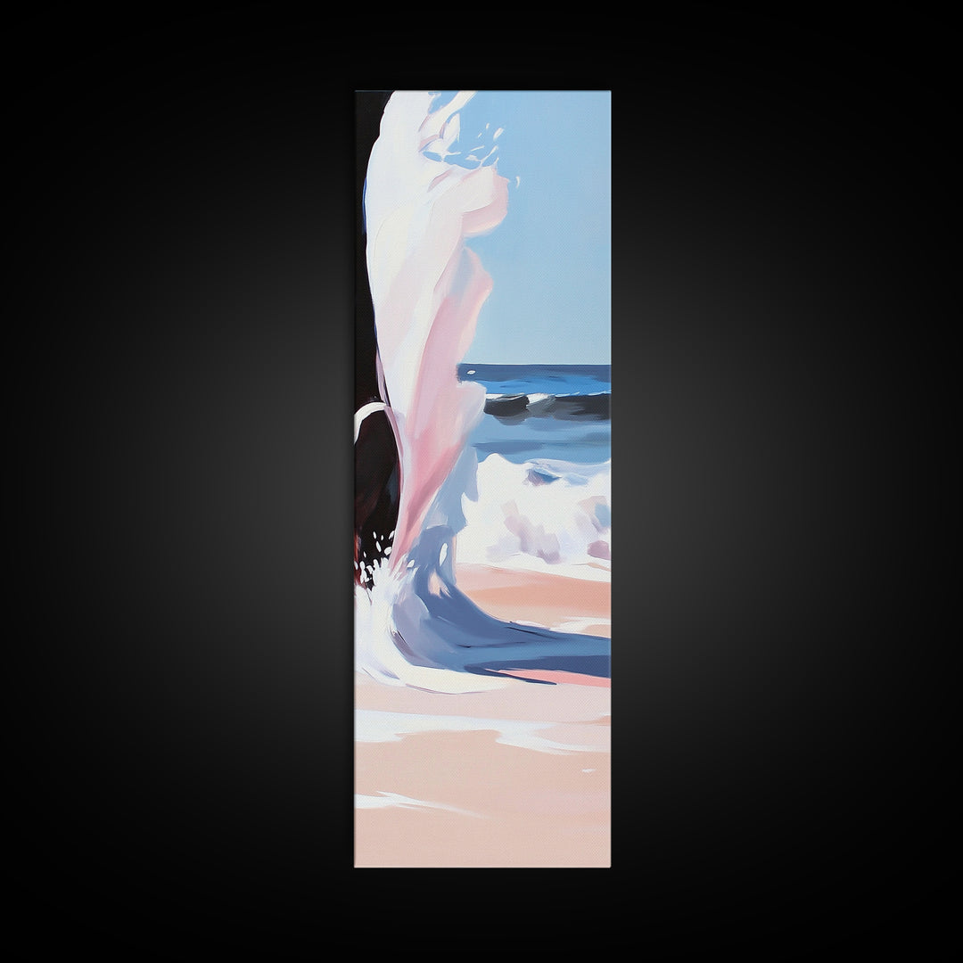 Coastal Wave, Pink Sunset, Canvas Print, Modern Beach Art, Abstract Ocean Wall Decor, Nautical Home Aesthetic, Living Room Art