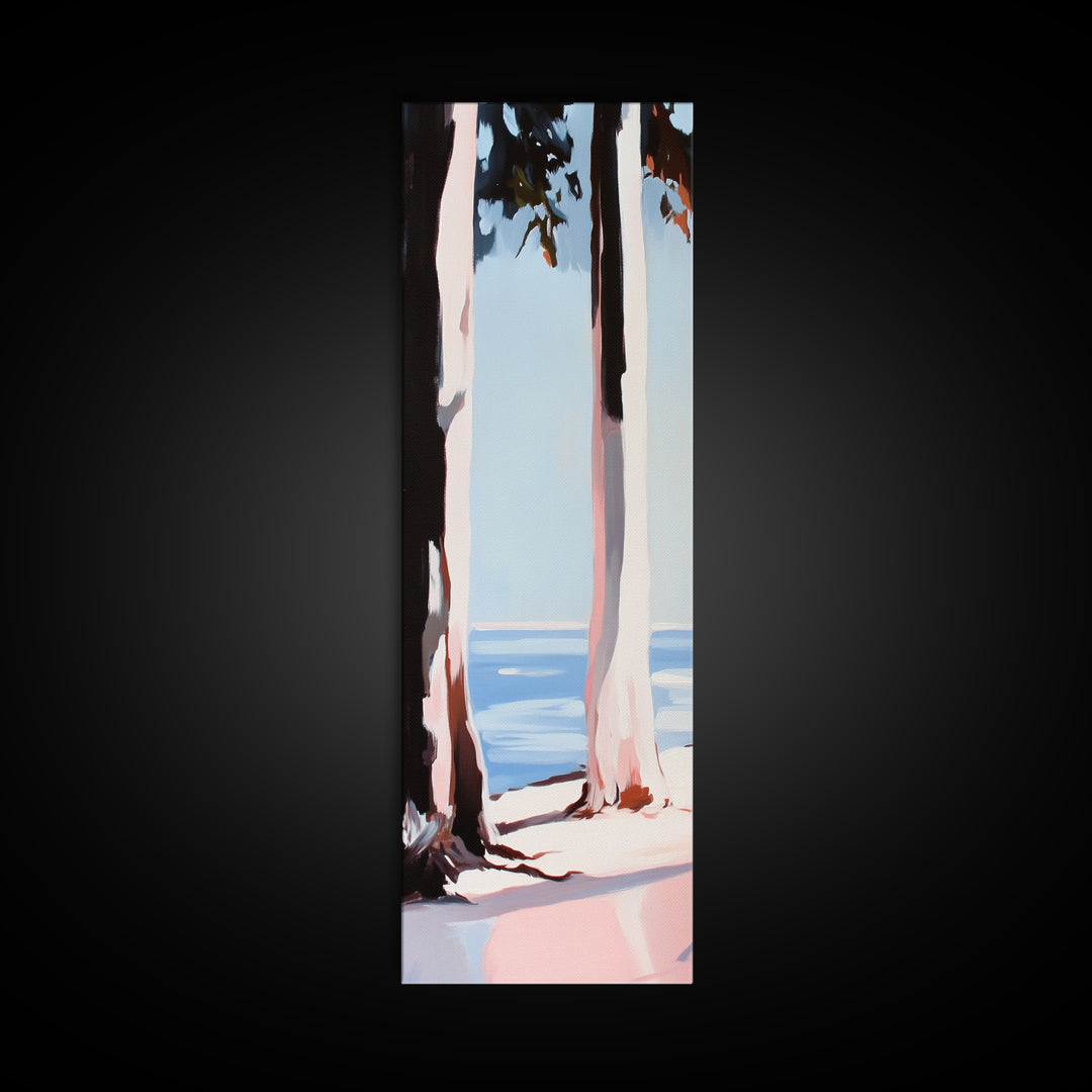 Coastal Trees, Beach Landscape, Minimalist Art, Framed Canvas Print, Modern Wall Art, Ocean View, Nature Decor, Living Room Wall Art
