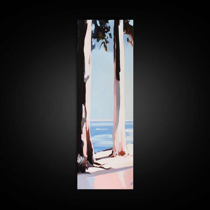 Coastal Trees, Beach Landscape, Minimalist Art, Framed Canvas Print, Modern Wall Art, Ocean View, Nature Decor, Living Room Wall Art