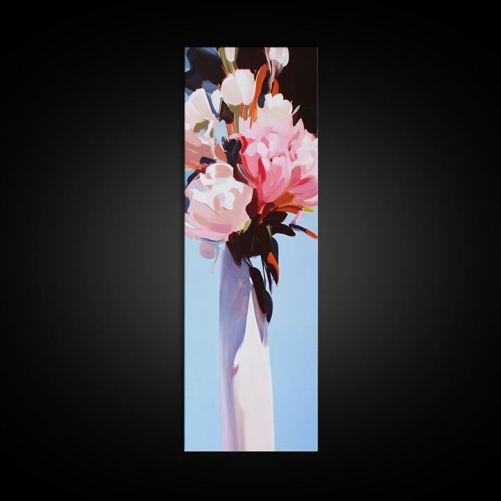 Abstract Floral Art, Bold Flower Painting, Romantic Wall Decor, Framed Canvas Print, Modern Home Art, Feminine Aesthetic, Bedroom Wall Art