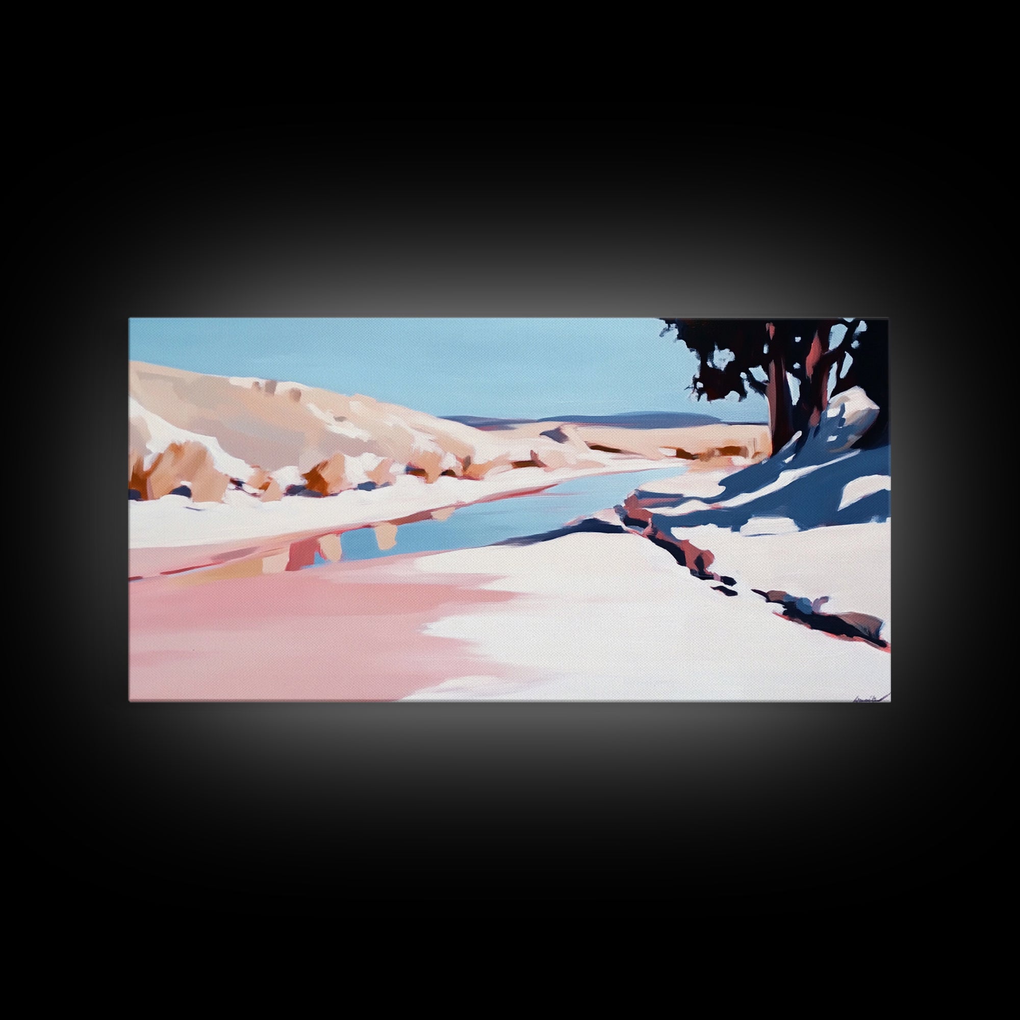 River Landscape, Nature Wall Art, Serene Water Scene, Tranquil Wilderness Painting, Country Home Decor, Scenic Canvas Print