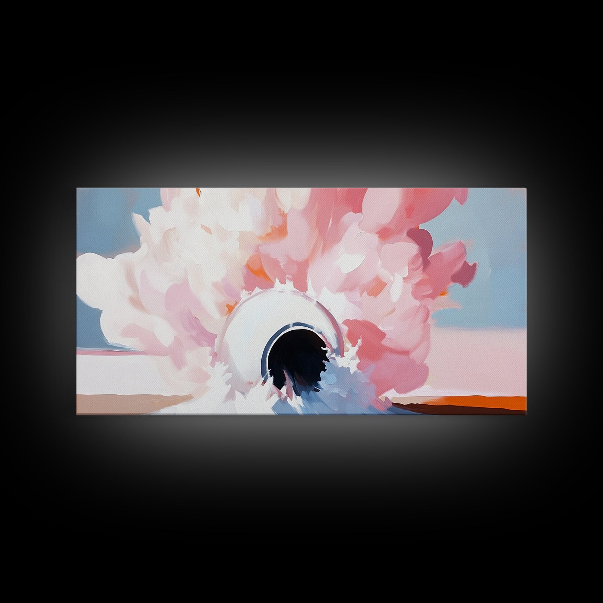 Abstract Explosion, Pink Cloud Art, Surreal Dreamy Painting, Modern Pastel Wall Decor, Whimsical Home Aesthetic, Framed Canvas Print