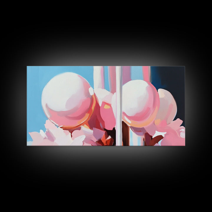 Abstract Sphere Art, Modern Pastel Aesthetic, Surreal Reflection Painting, Dreamy Minimalist Home Decor, Unique Wall Art, Canvas Print