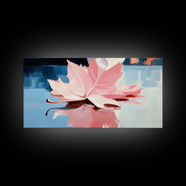 Autumn Leaf, Nature Reflection, Fall Inspired Art, Framed Canvas Print, Cozy Seasonal Wall Decor, Warm Toned Home Aesthetic