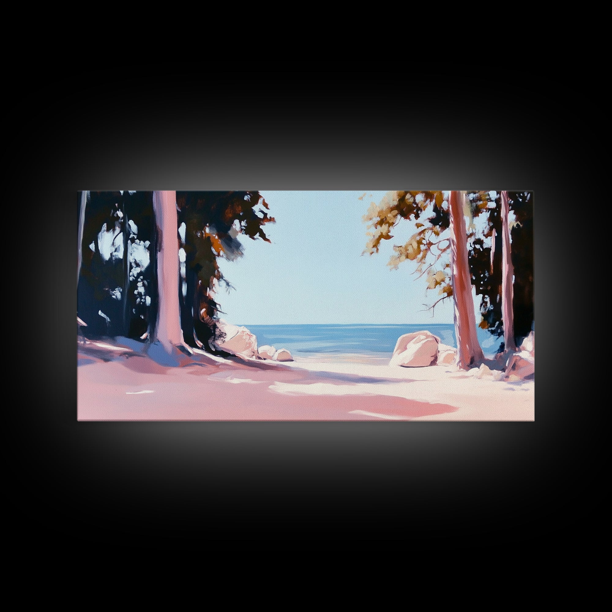 Beach View, Forest Path, Serene, Canvas Print, Coastal Home Decor, Nature Wall Art, Minimalist Art, Bedroom Wall Art, Tranquil Aesthetic