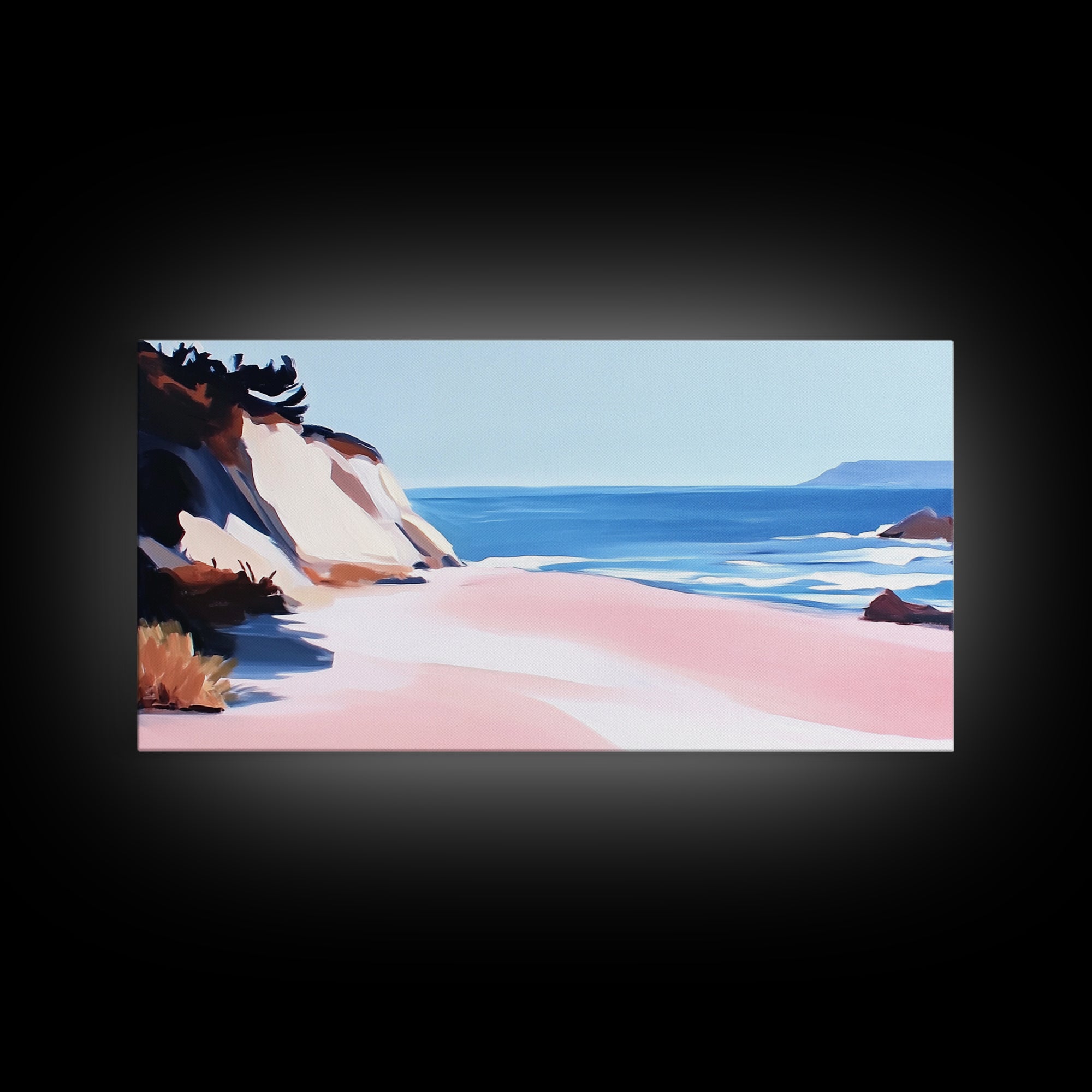 Coastal Escape, Ocean Waves, Seaside Serenity, Framed Canvas Print, Beach House Decor, Minimalist Art, Bedroom Wall Art, Nautical Print