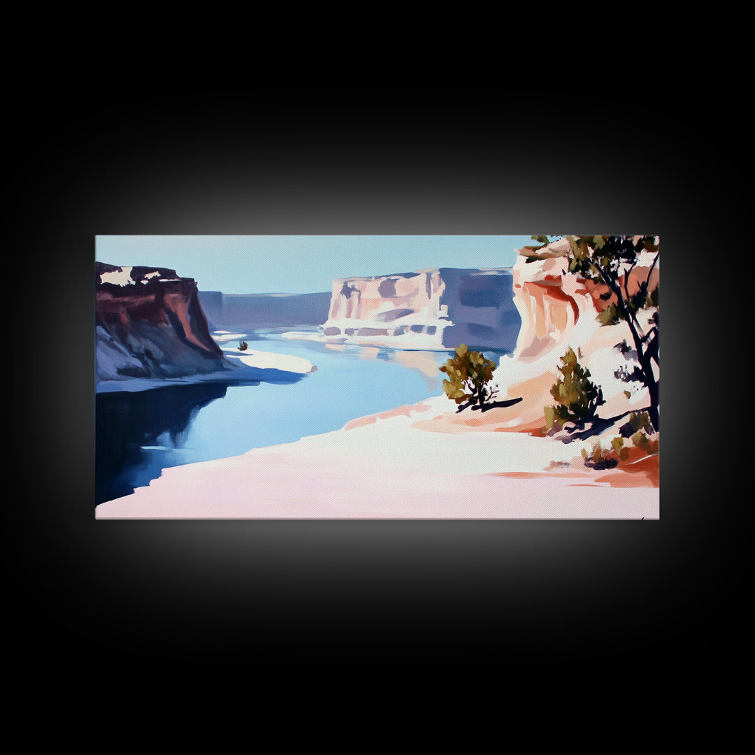 Desert River, Southwest Landscape, Canvas Print, Boho Wall Art, Nature Painting, Earthy Home Decor, Western Art, Office Wall Art