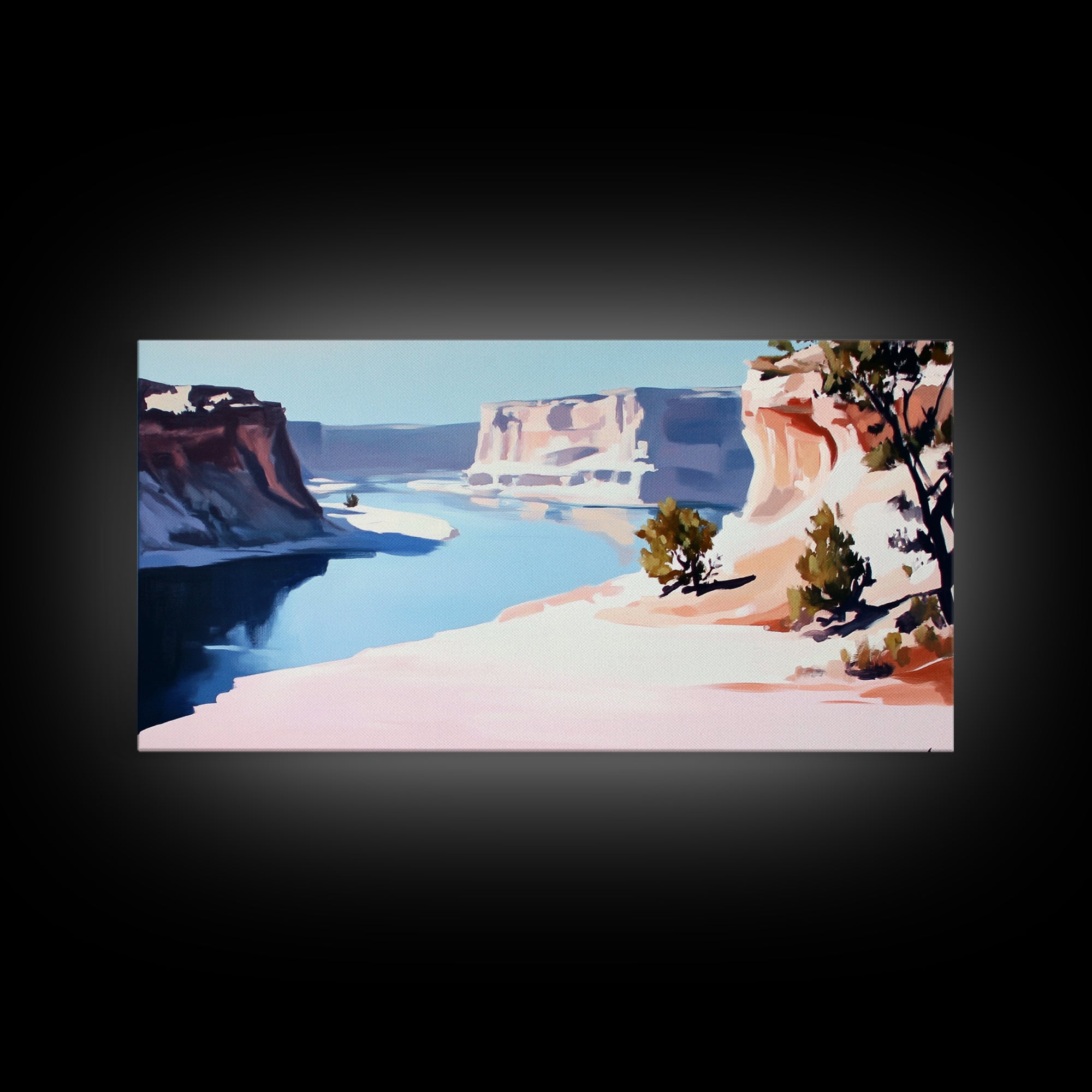 Desert River, Southwest Landscape, Canvas Print, Boho Wall Art, Nature Painting, Earthy Home Decor, Western Art, Office Wall Art