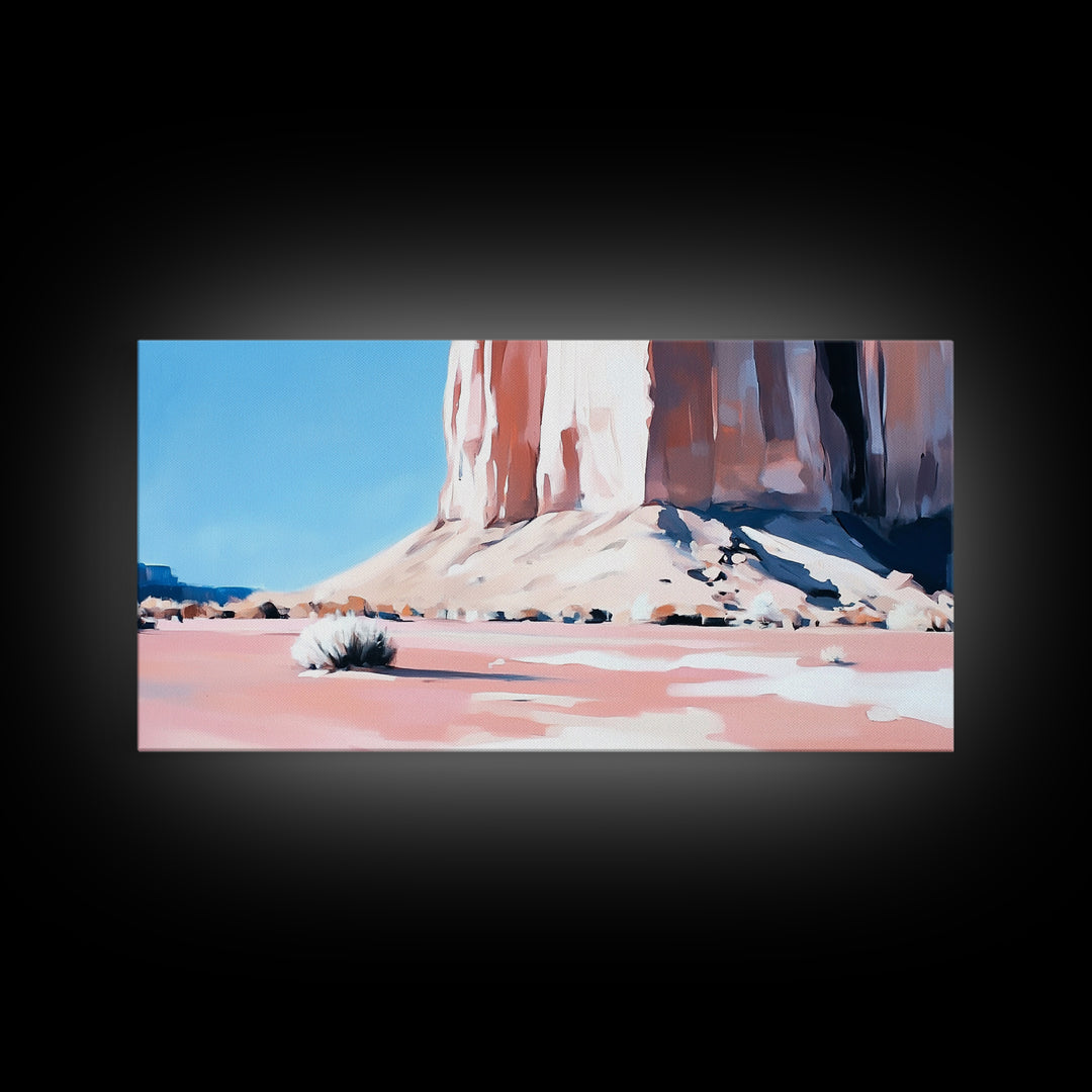 Desert Rock, Monument Valley, Southwestern Art, Minimalist Landscape, Earthy Wall Art, Rustic Home Decor, Framed Canvas Print, Modern Western