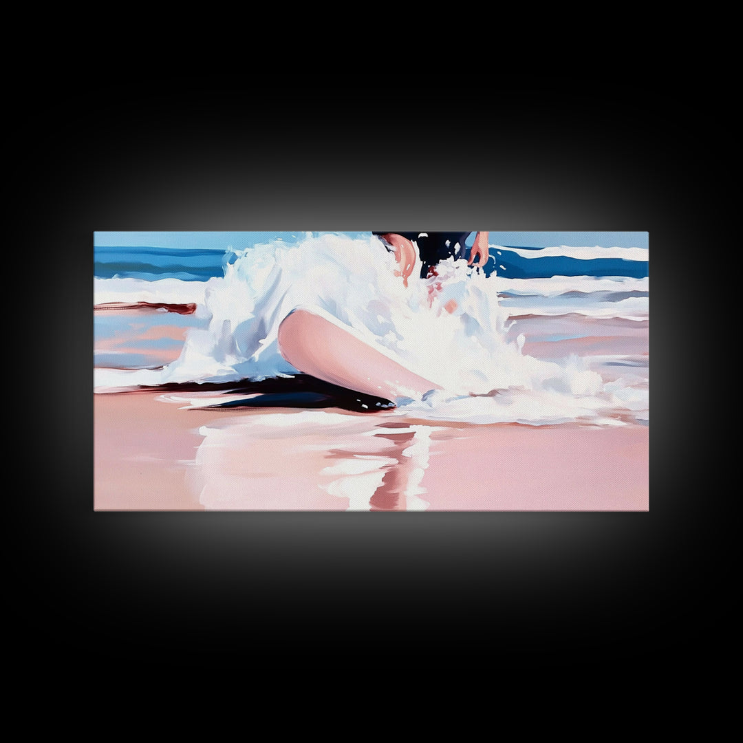 Ocean Splash, Surfer Art, Beach Wall Decor, Canvas Print, Coastal Home Art, Minimalist Wave Painting, Modern Beach House Wall Art
