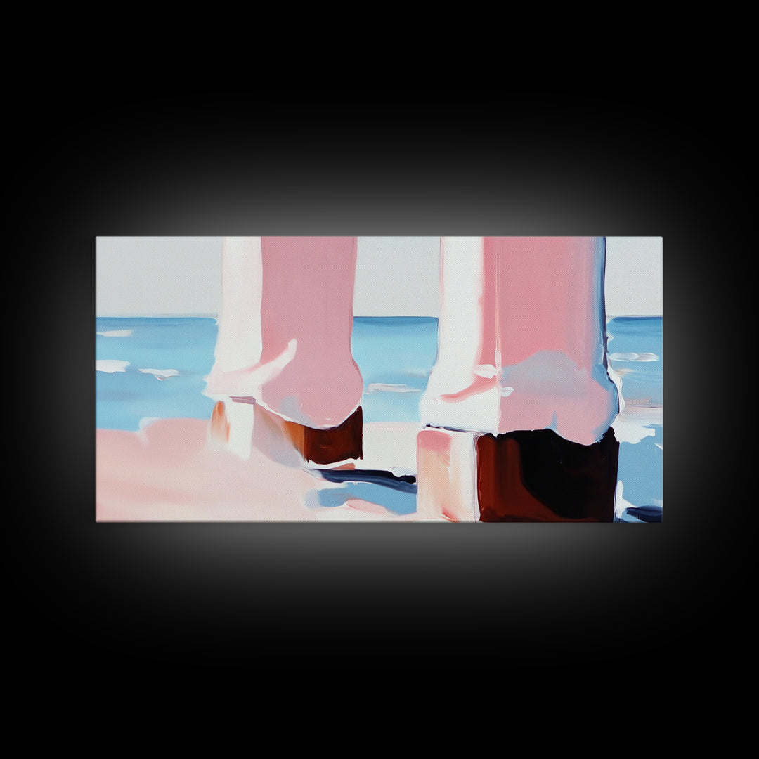 Coastal Pier, Beachside Serenity, Nautical Theme, Ocean Blue Artwork, Minimalist Coastal Art, Tranquil Scene, Canvas Print, Entryway