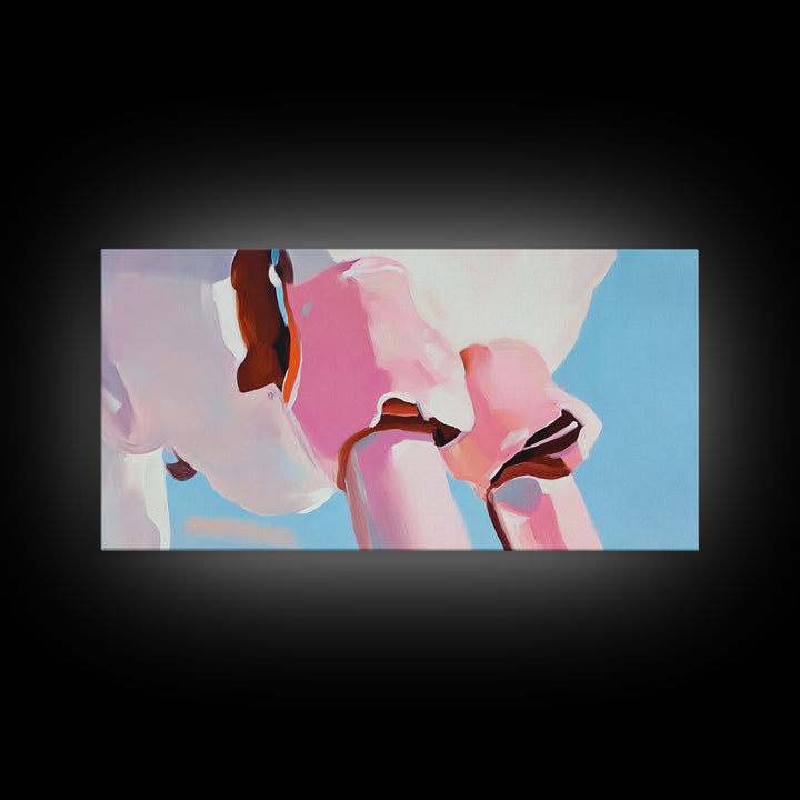 Pink Skull, Contemporary Pop Art, Bold Wall Decor, Cool Living Room Art, Unique Framed Canvas Print, Edgy Aesthetic Artwork