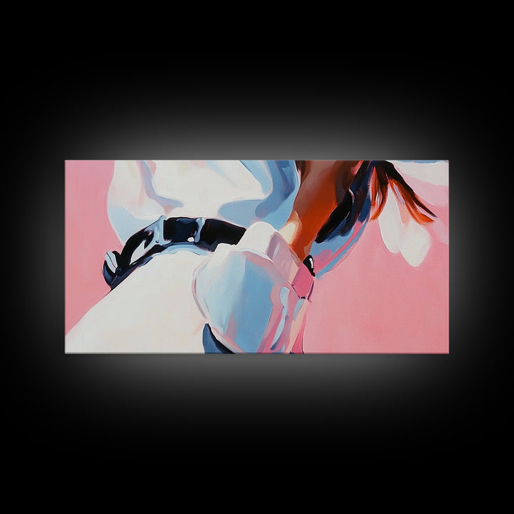 Cowgirl Outfit, Country Aesthetic, Western Home Decor, Feminine Wall Art, Fashion Framed Canvas Print, Pink and Blue Artwork