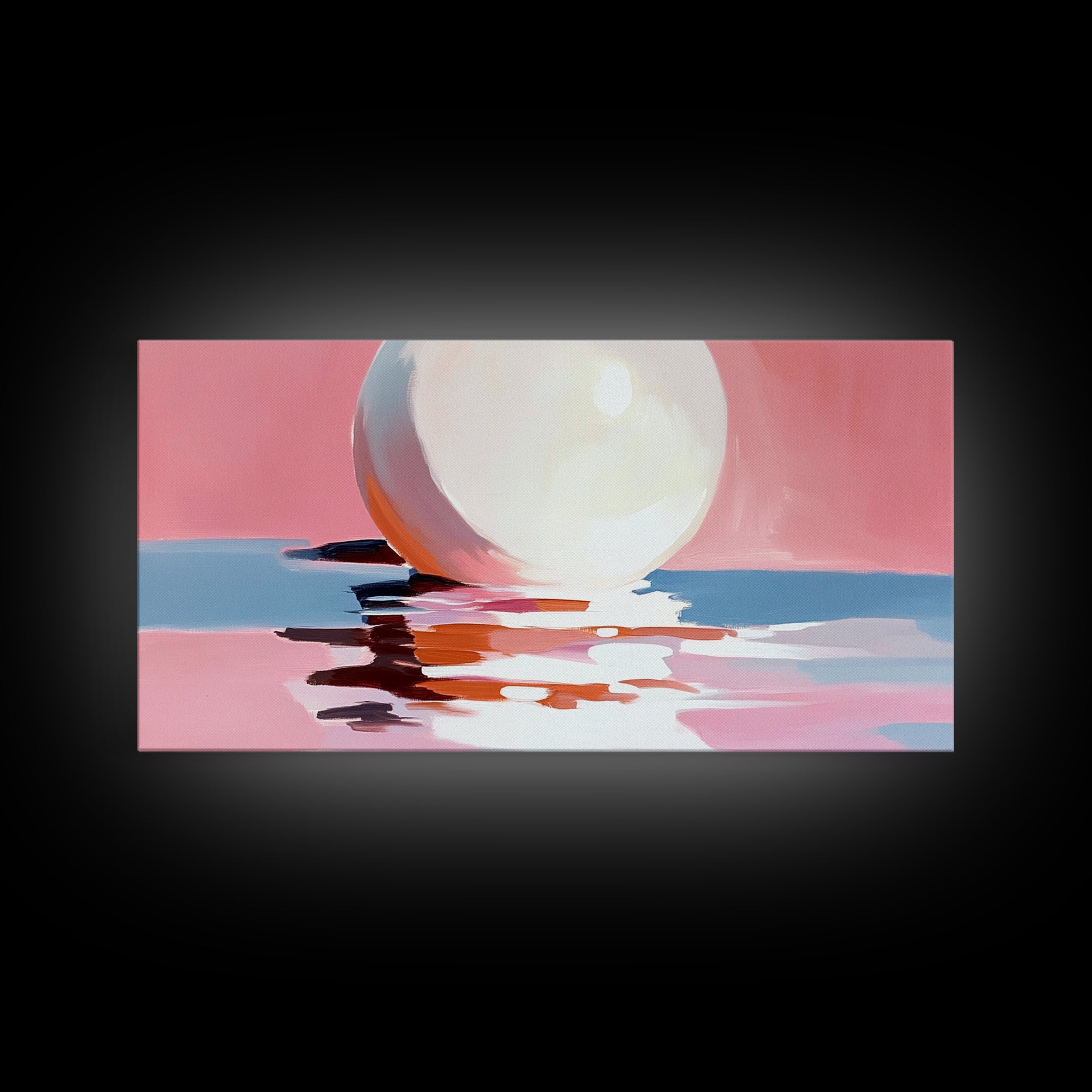 Blush Waves, Surf Art, Framed Canvas Print, Pink Seascape, Coastal Decor, Feminine Ocean Painting, Minimalist Wall Art