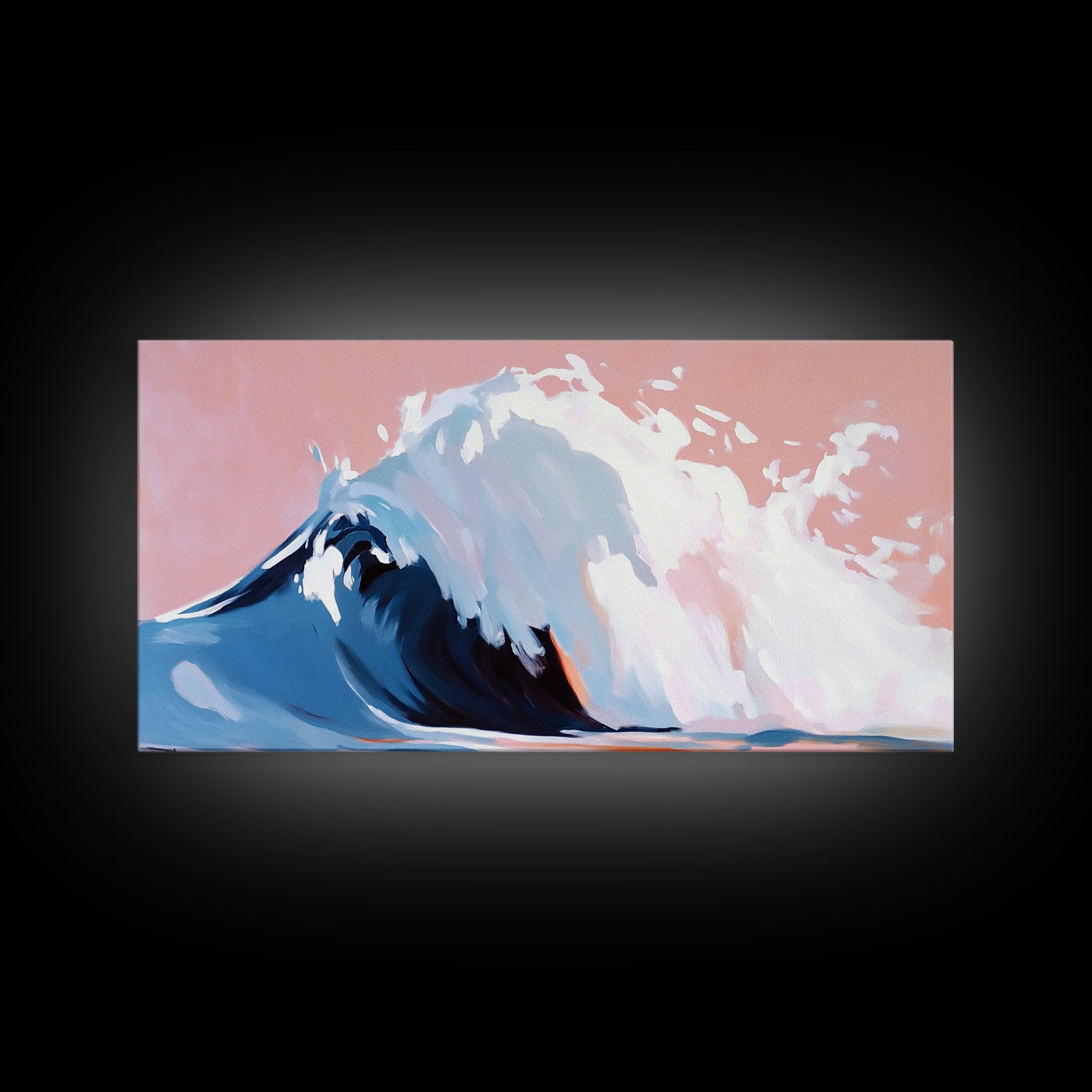 Blush Wave, Ocean Spray, Framed Canvas Print, Coastal Art, Modern Beach Decor, Serene Seascape, Surfer Aesthetic, Pastel Painting