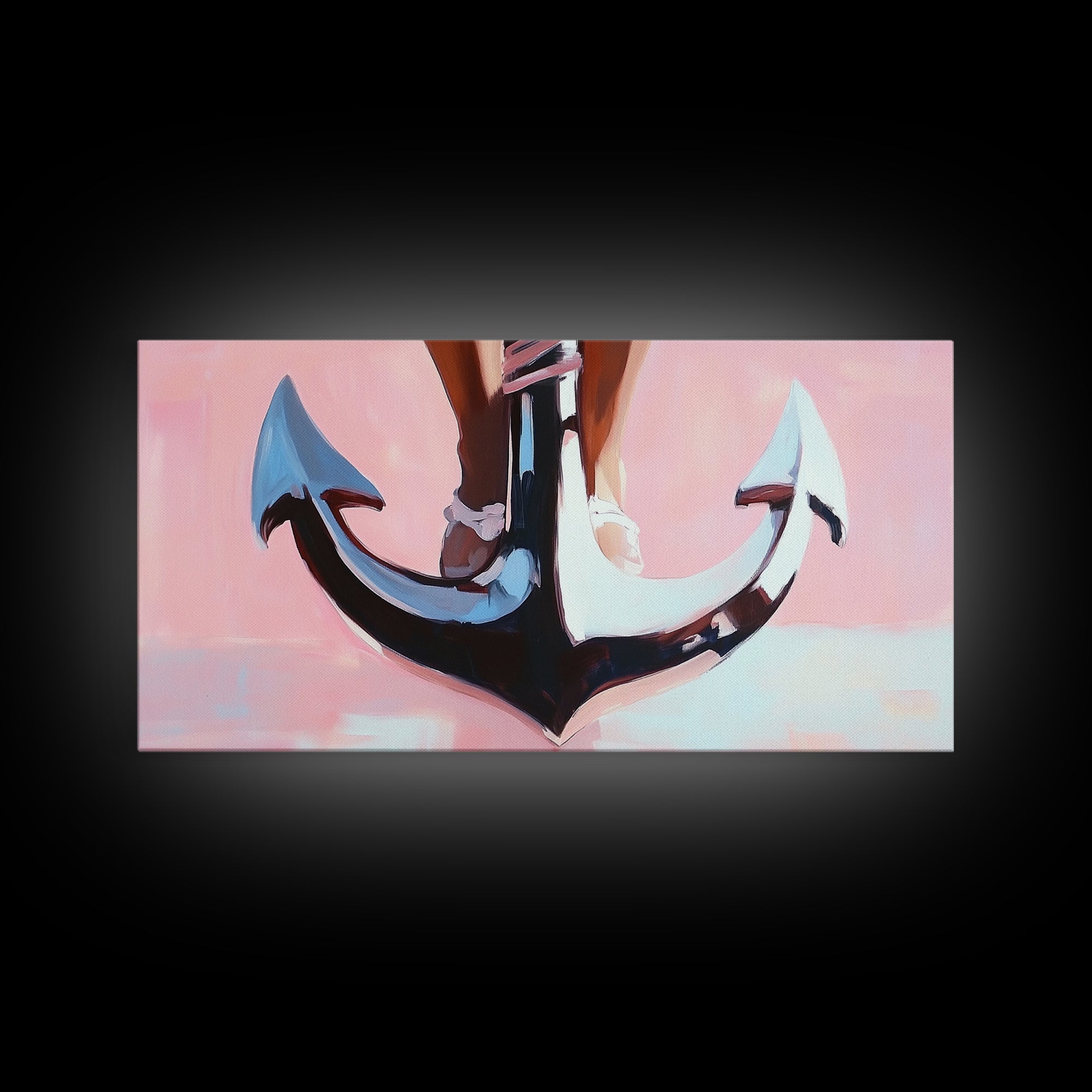 Nautical Anchor, Surreal Maritime, Ocean Aesthetic, Coastal Home Decor, Pink Nautical Art, Living Room Wall Art, Canvas Print