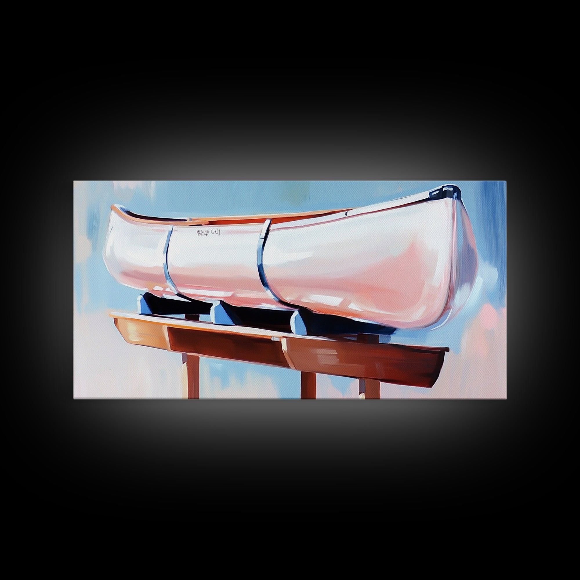 Canoe, Dockside View, Rustic Adventure Art, Cabin Wall Decor, Nature Inspired Aesthetic, Outdoor Enthusiast Gift, Framed Canvas Print