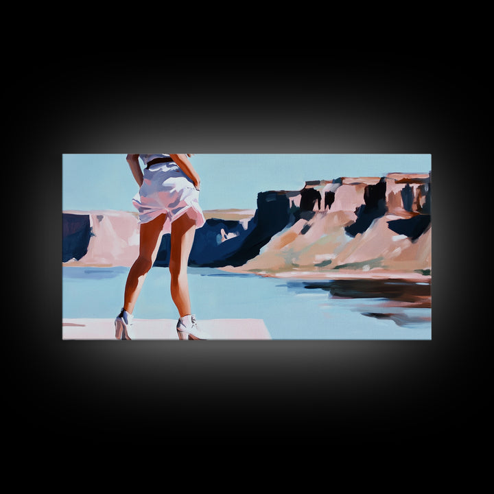 Desert Hike, Canyon View, Travel Photography Art, Adventure Aesthetic, Wanderlust Inspired Decor, Modern Boho Style, Framed Canvas Print