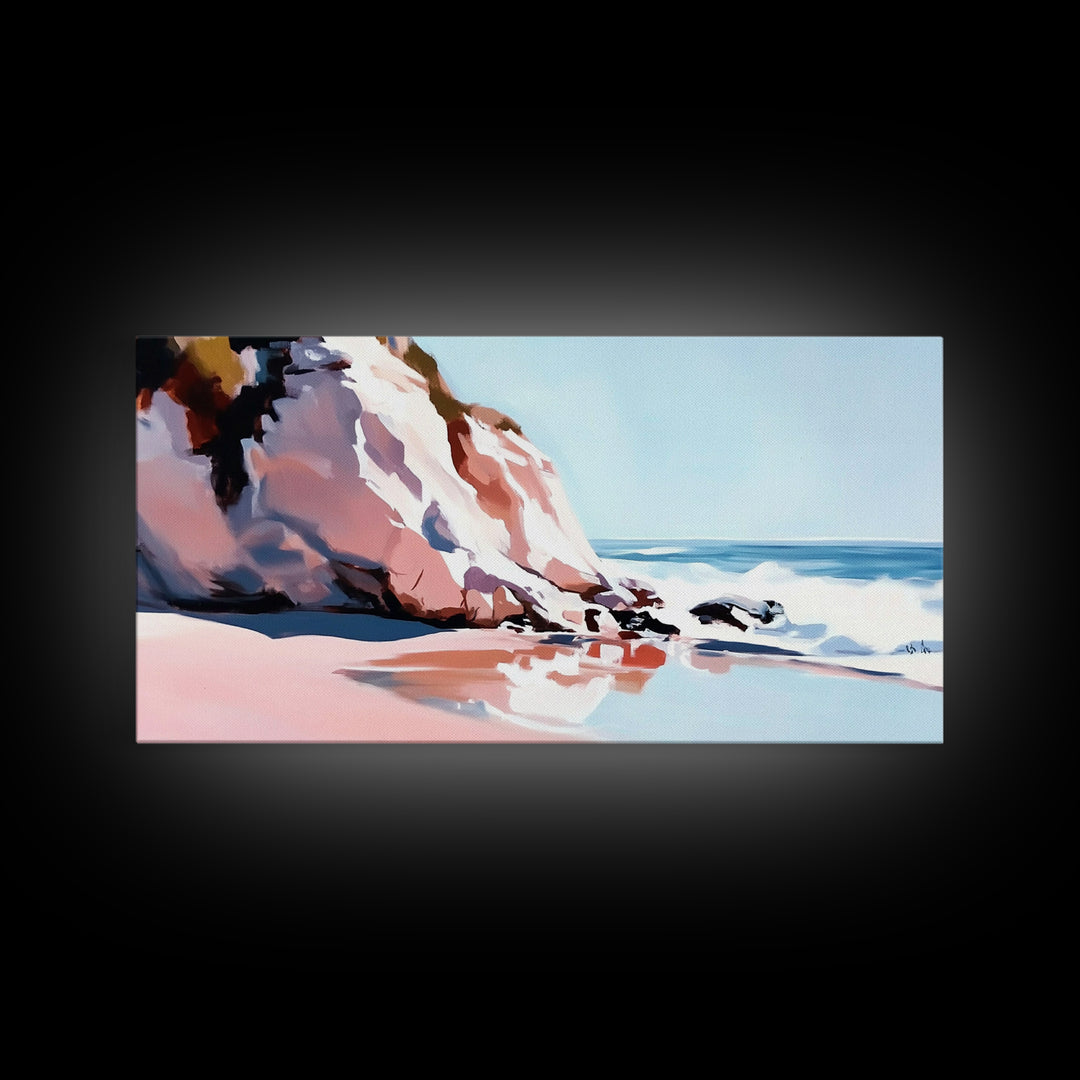 Coastal Cliffs, Ocean Waves, Beach Landscape, Wall Art, Canvas Print, Living Room Art, Modern Seascape, Blue Wall Decor, Nautical Art