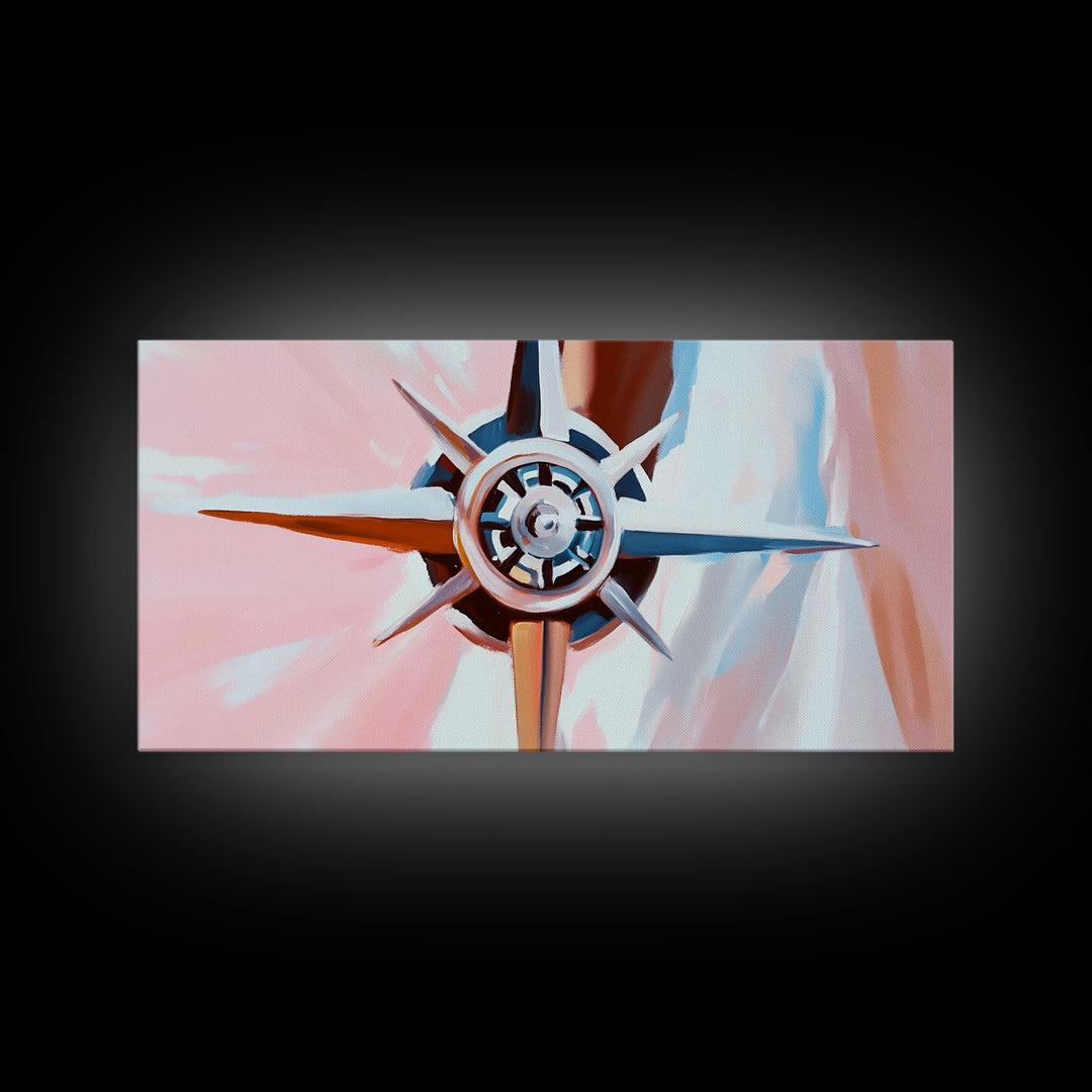 Compass Rose, Nautical Art, Pink Tones, Maritime Decor, Framed Canvas Print, Coastal Home Art, Boho Wall Art, Office Wall Decor