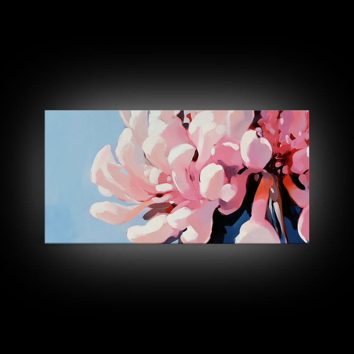 Blooming Flowers, Pink Petals, Floral Print, Modern Art, Framed Canvas Print, Bedroom Wall Art, Feminine Decor, Abstract Flowers