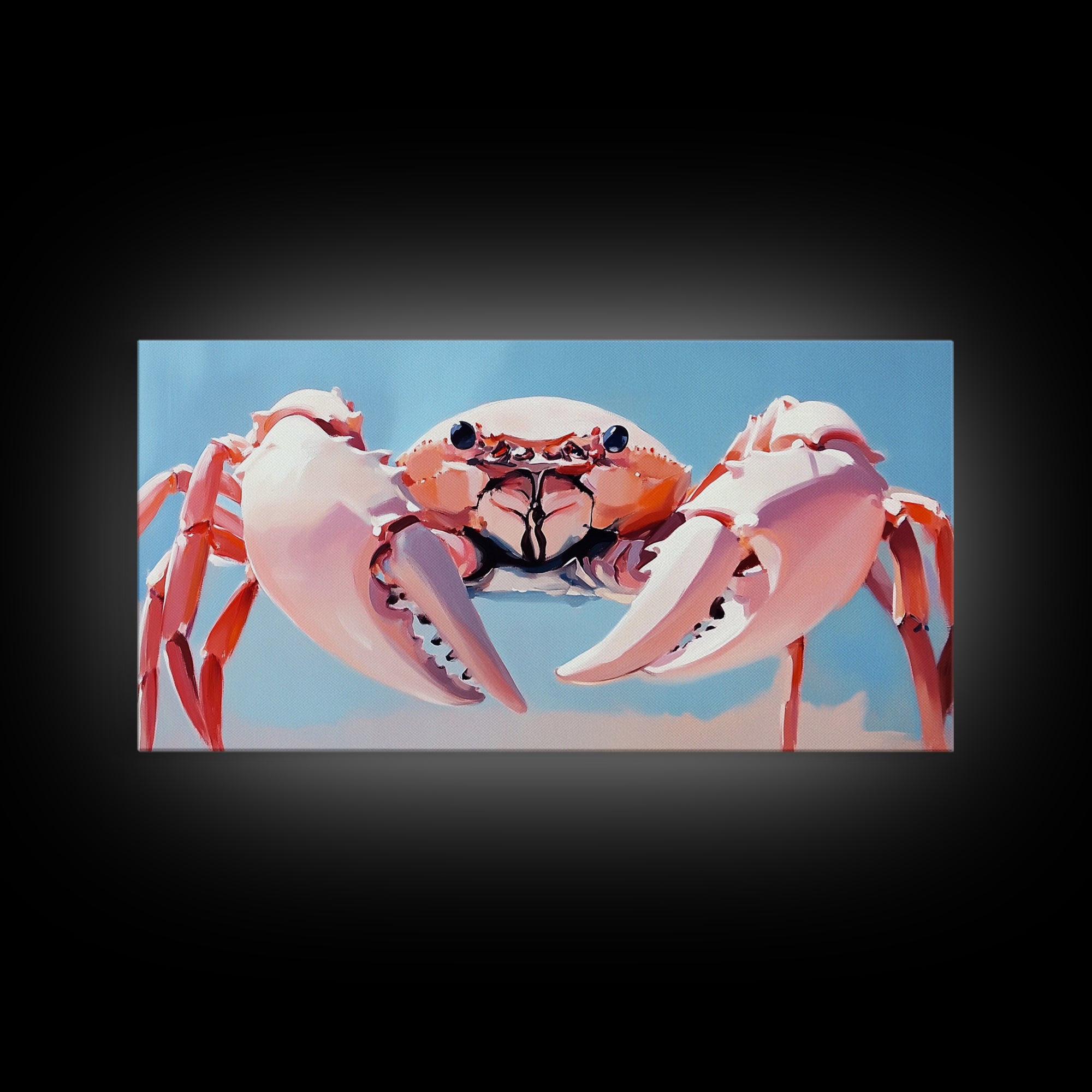 Crab Illustration, Ocean Life, Coastal Kitchen, Beach House Wall Art, Canvas Print, Nautical Artwork, Seaside Aesthetic, Marine Art