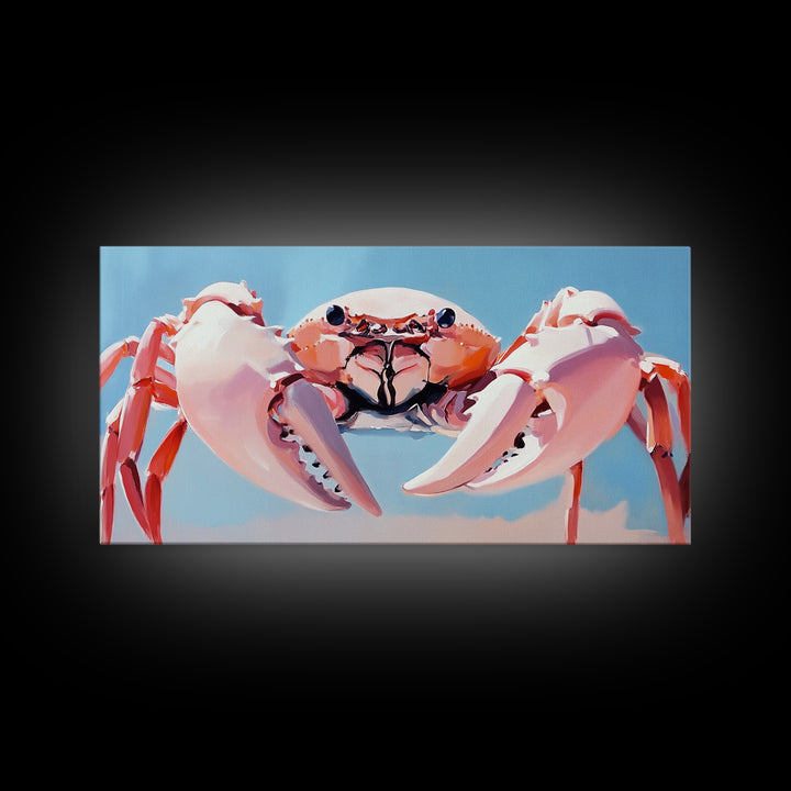 Crab Illustration, Ocean Life, Coastal Kitchen, Beach House Wall Art, Canvas Print, Nautical Artwork, Seaside Aesthetic, Marine Art