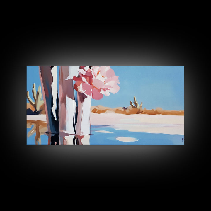 Cactus Blooms, Desert Flowers, Southwestern Serenity, Canvas Print, Floral Art, Pastel Tones, Nature Wall Art, Boho Decor, Minimalist Aesthetic