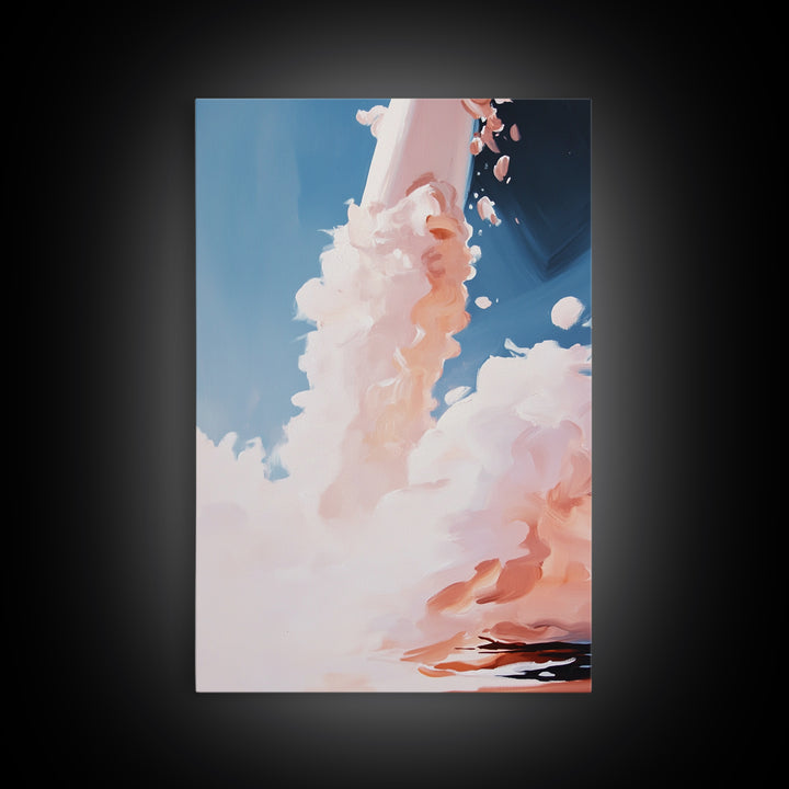 Rocket Launch, Space Exploration, Sci-Fi Aesthetic, Framed Canvas Print, Office Wall Art, Futuristic Home Decor, Astronaut Inspired