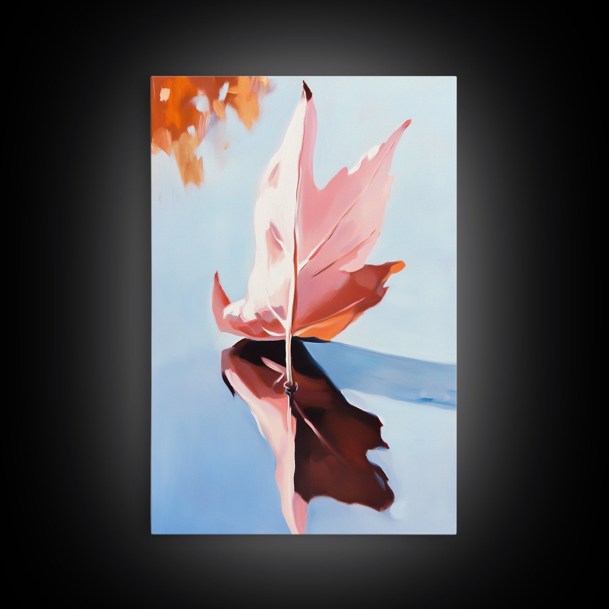 Autumn Leaf, Fall Reflection, Nature Art, Seasonal Wall Decor, Framed Canvas Print, Fall Art, Living Room Print, Cozy Wall Art