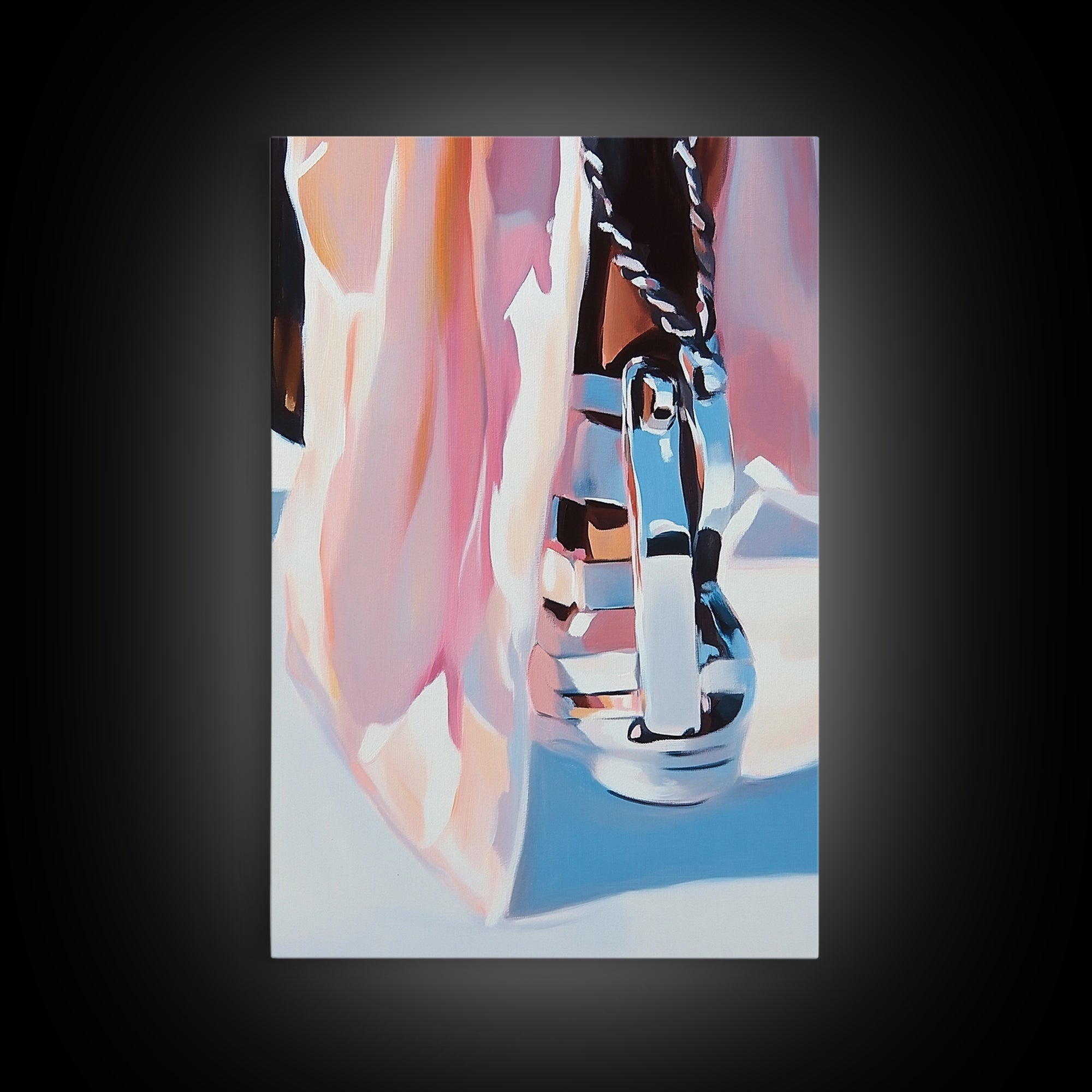 Chrome Boot, Fashion Illustration, Framed Canvas Print, Modern Wall Art, High Fashion Aesthetic, Bold Home Decor, Unique Statement Piece