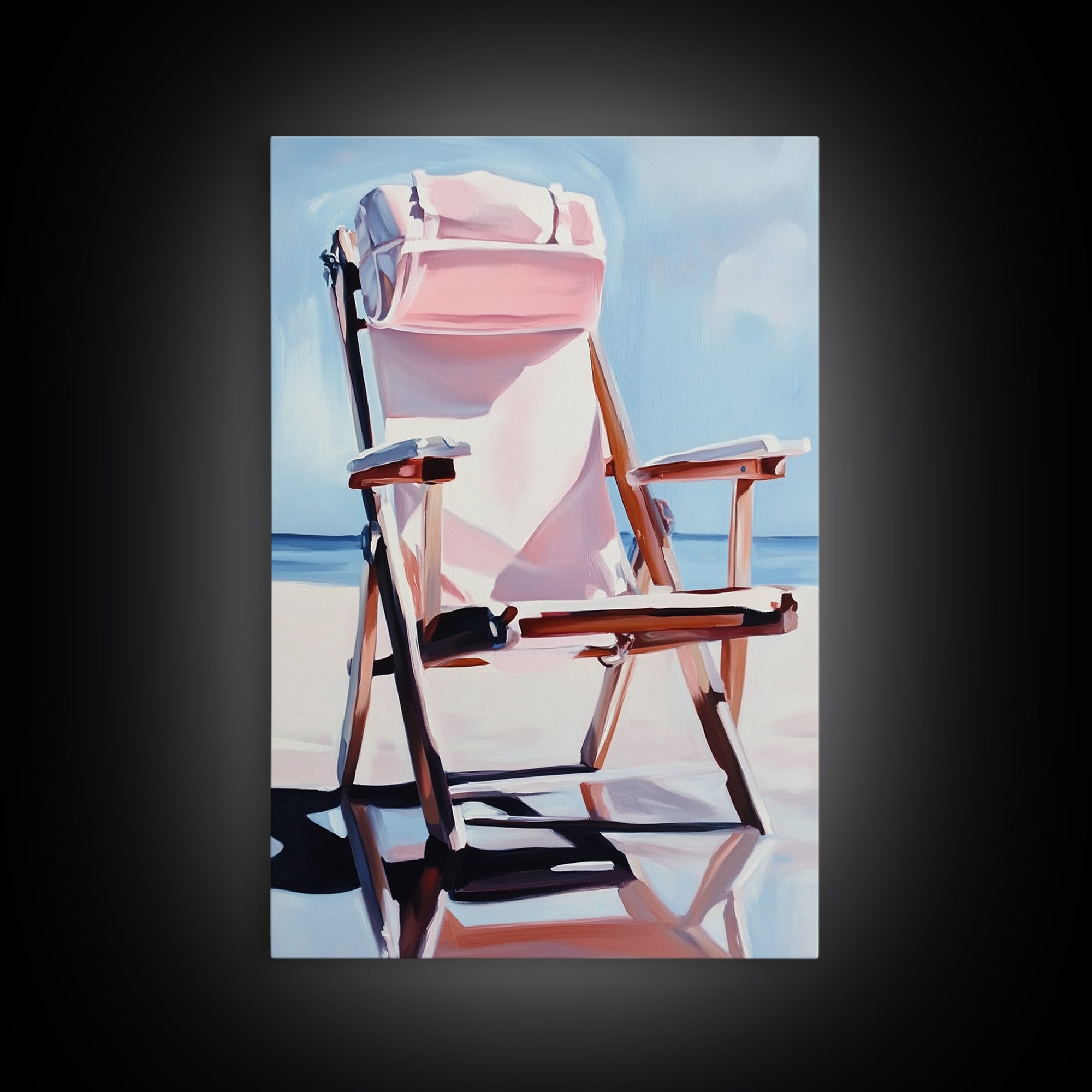 Beach Chair, Relaxing Art, Seaside Escape, Summer Vibes, Canvas Print, Coastal Home Decor, Boho Aesthetic, Minimalist Beach Scene