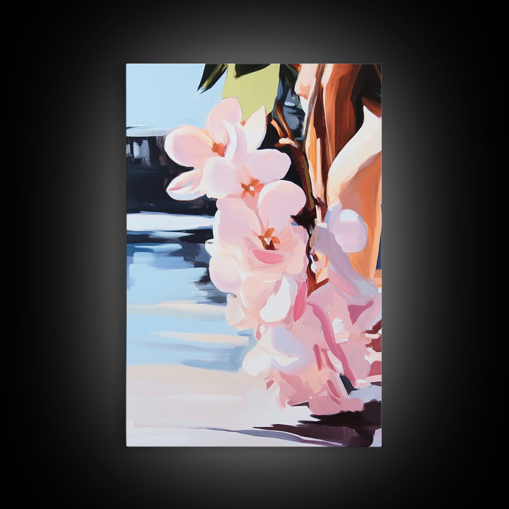 Blossoms, Floral, Nature, Water, Canvas Print, Botanical Wall Art, Feminine Aesthetic, Soft Pastel Decor, Spring Wall Hanging, Living Room Art
