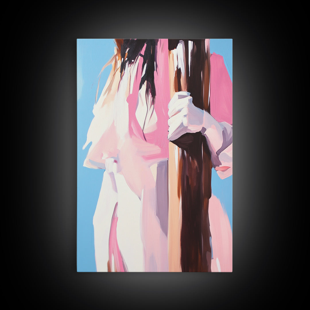 Woman Holding Tree, Abstract Portrait, Canvas Print, Feminine Art, Modern Wall Decor, Minimalist Wall Art, Aesthetic Painting