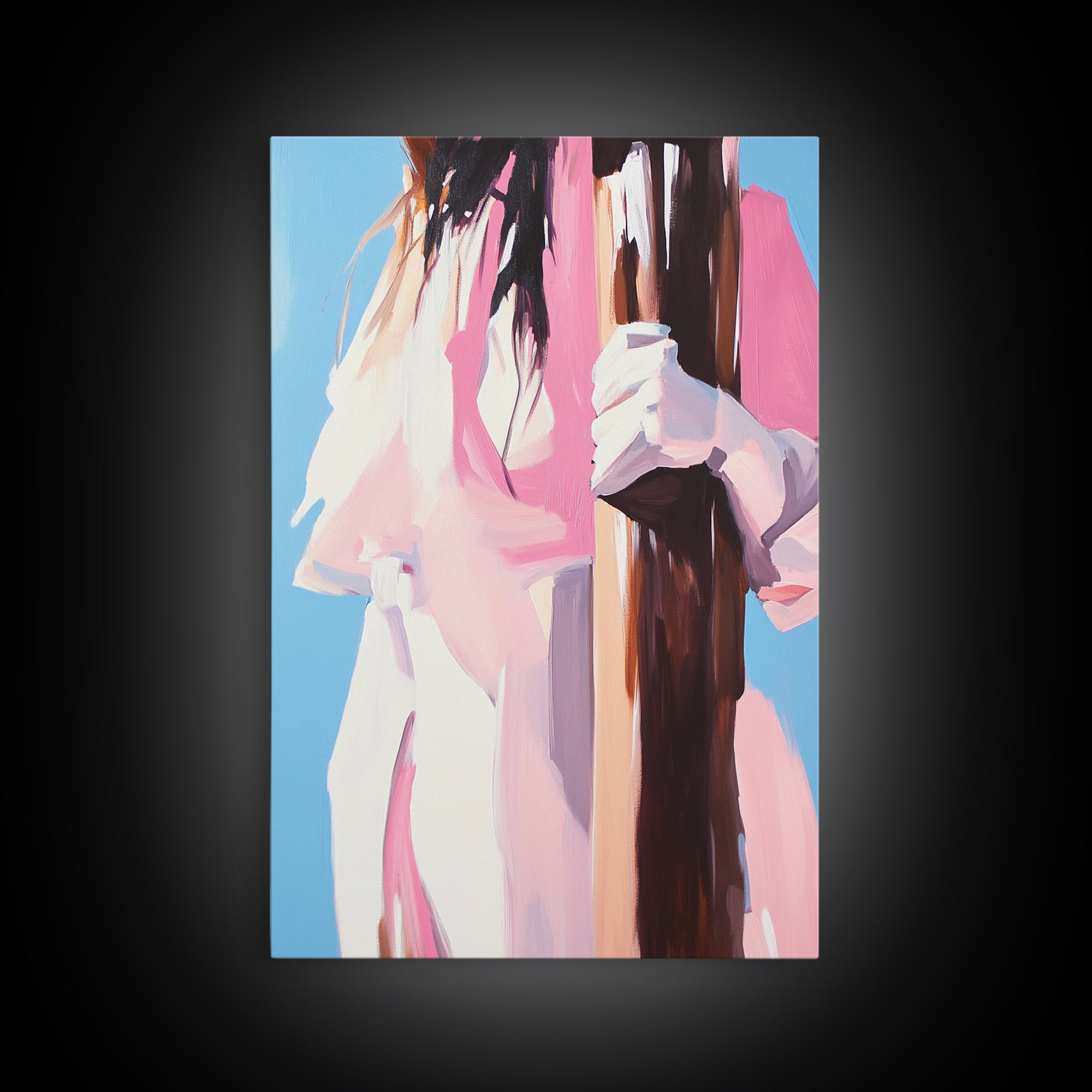 Woman Holding Tree, Abstract Portrait, Canvas Print, Feminine Art, Modern Wall Decor, Minimalist Wall Art, Aesthetic Painting
