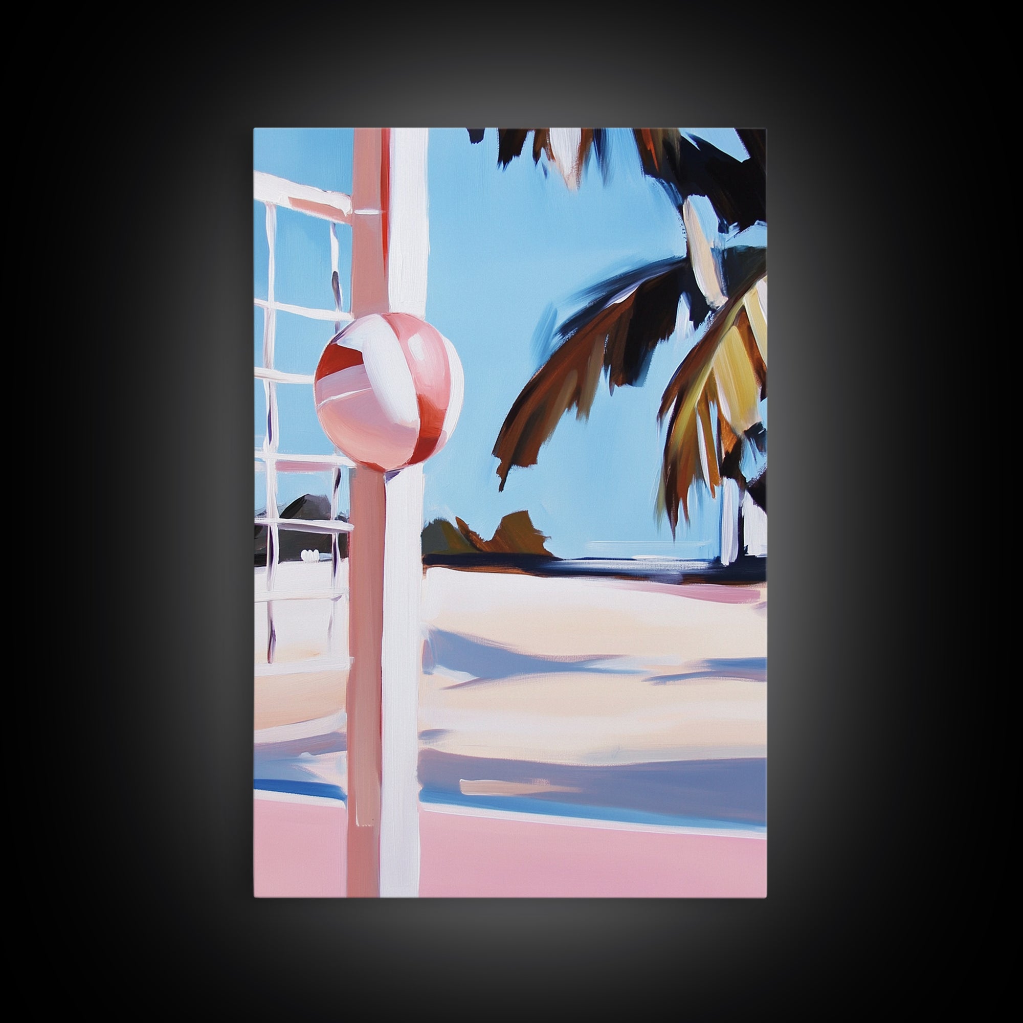 Beach Volleyball, Coastal Fun, Tropical Vibes, Sunset Sport, Canvas Print, Summer Wall Art, Beach House Decor, Relaxed Style