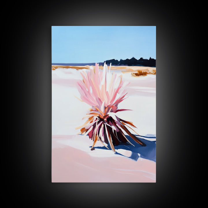 Desert Plant, Soft Pink Tones, Modern Botanical Wall Art, Framed Canvas Print, Southwest Decor, Minimalist Nature Painting