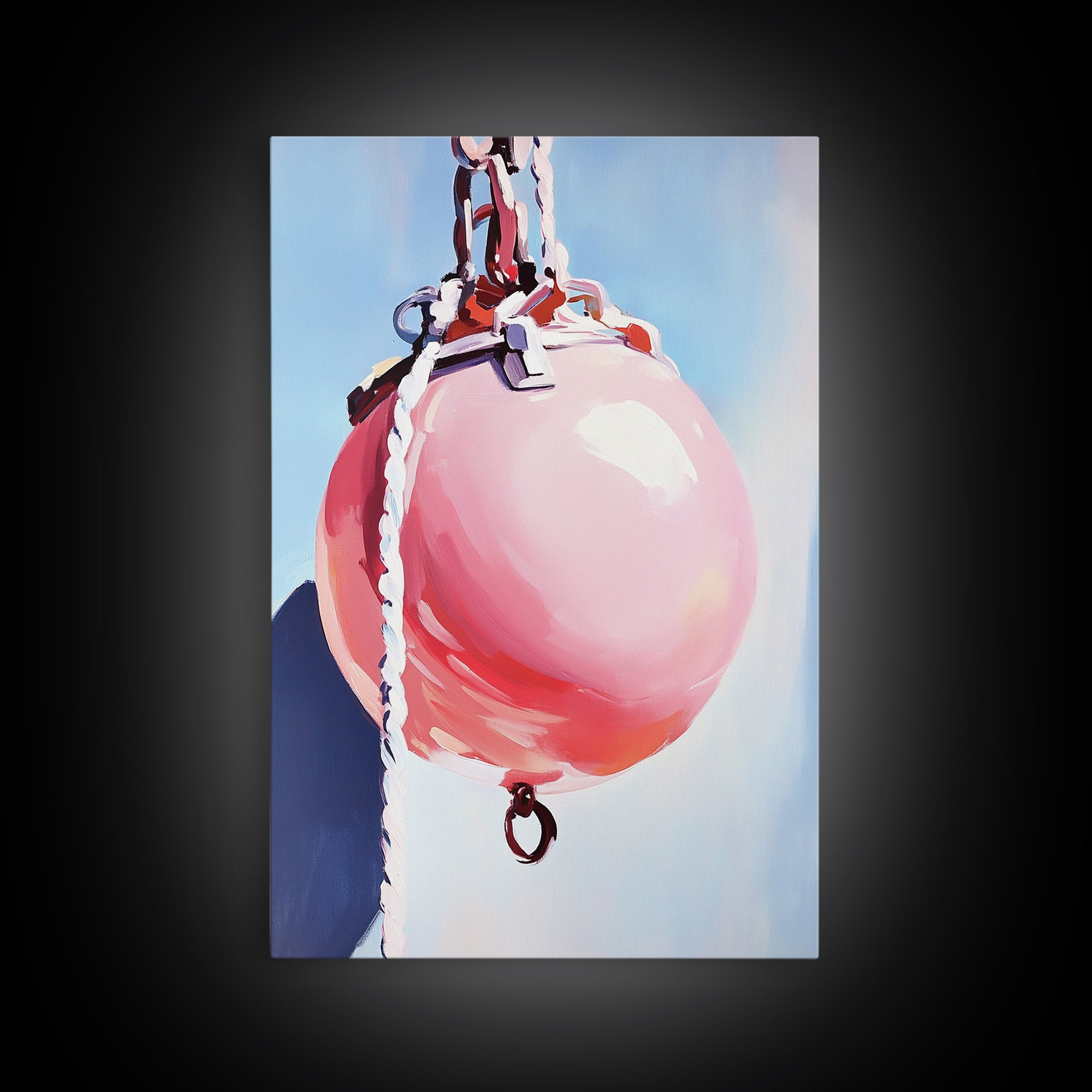 Coastal Buoy, Nautical Wall Art, Beach House Decor, Minimalist Art, Pastel Aesthetic, Ocean Theme, Framed Canvas Print, Modern Art