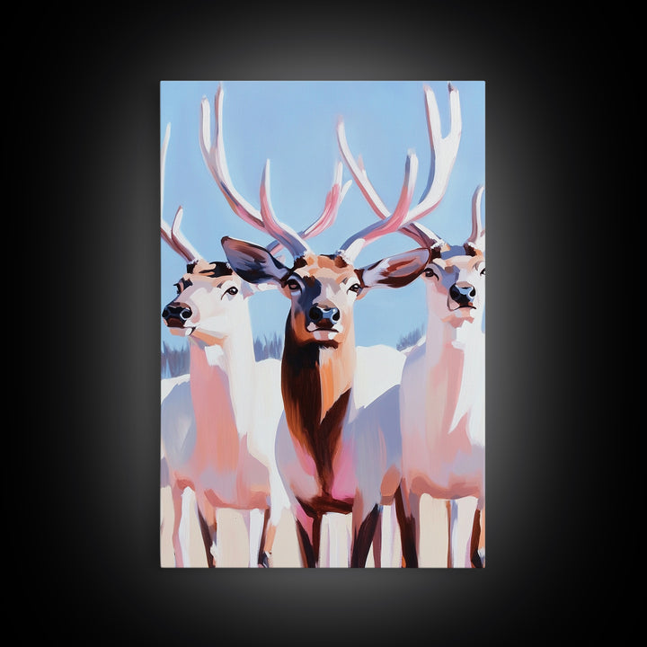Majestic Deer, Wildlife Wall Art, Rustic Lodge Decor, Cabin Aesthetic, Fall Art, Nature Inspired, Framed Canvas Print, Animal Painting