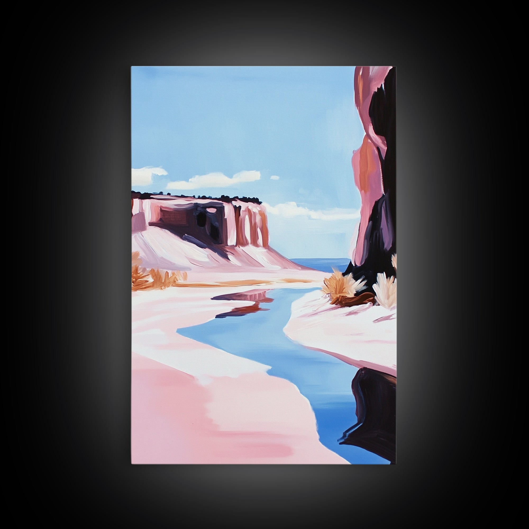 Desert Canyon, Western Landscape Art, Earthy Tones, Minimalist Decor, Scenic Painting, Nature Lover Gift, Framed Canvas Print, Wall Art