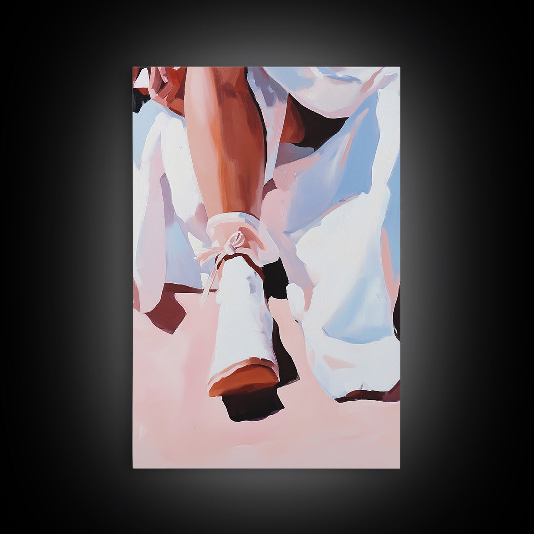 Ballet Shoes, Feminine Art, Elegant Decor, Fashion Print, Framed Canvas Print, Modern Wall Art, Soft Aesthetic, Romantic Artwork